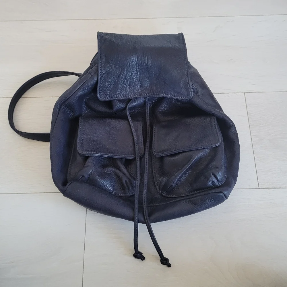 Authentic Soft Italian Leather Drawstring Backpack - Picture 2 of 15
